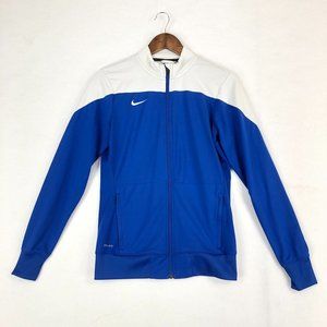 Nike Women's Size Medium Dri-Fit Blue White Full Zip Active Jacket Soccer